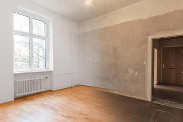 apartment room renovation concept - before and after  -