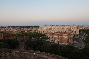 Fototapeta na wymiar Dusk at Rome view from Castel Sant’Angelo to Ordine degli Avvocati di Rome, Italy 