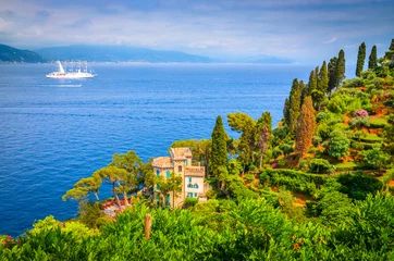Plexiglas foto achterwand Beautiful landscape in Portofino,  Liguria, Italy © Olena Zn
