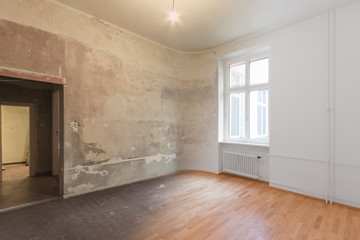 empty room renovation concept - before and after  -