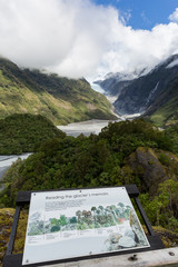 Franz Josef Glacier New Zealand December 21st 2014 : Signage informing visitors to the glacier...