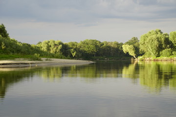 Fototapeta na wymiar Summer evening on the river Pripyat. The Belorussian landscape 