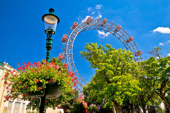 Prater Riesenrad gianf Ferris wheel in Vienna view