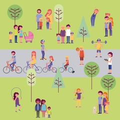Fototapeta premium people park and city