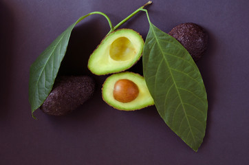 Ripe fresh black avocado