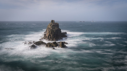 The Armed Knight rock stack off Land's End in West Cornwall.