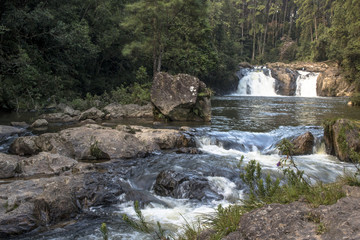 Fototapeta na wymiar Waterfall in Parelheiros neighborhood, south of the Sao Paulo city