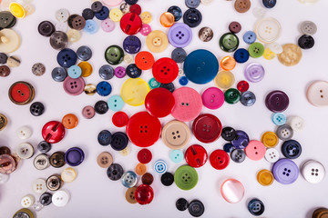 Multiple colors and different size sewing replacement buttons texture background