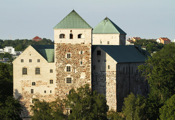 Fototapeta na wymiar The medieval Turku castle in Finland in summer.