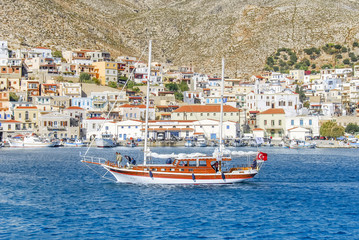 Kalymnos Island, Greece; 22 October 2010: Bodrum Cup Races, Gulet Wooden Sailboats