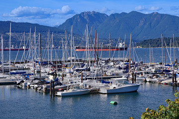 Inlet from the Pacific Ocean to Vancouver British Columbia, used for freight ships and sailboats..
