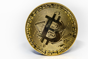 Single bit coin on white background large