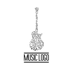 Vector Music Logo with notes forming an electric guitar. it can use for logo or background music festival