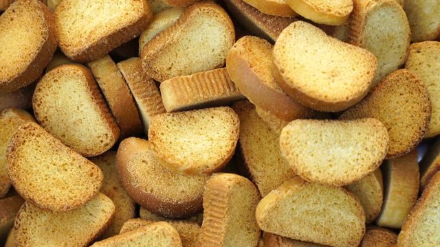 Footage crispy rusk rotate background.