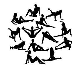 Female Fitness and Gym Activity Silhouettes,art vector design