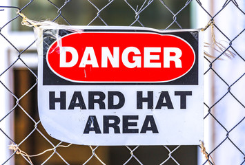 Danger hard hat area in construction zone