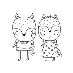 Fototapeta premium Little fox children's coloring book