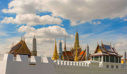 Wall surrounding Grand Palace and Wat Phra Kaew in Bangkok, Thailand.