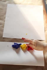 Toddler Painting with finger Paint - 213306058