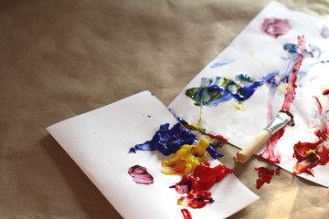 Messy Finger Paint on Table - 213306089