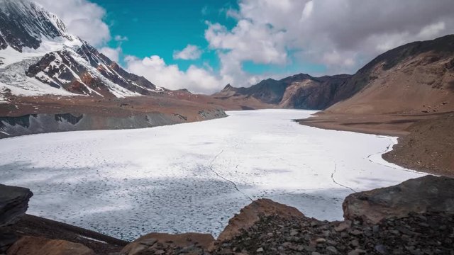 Tilicho lake, Mountain, Sky and moving Clouds