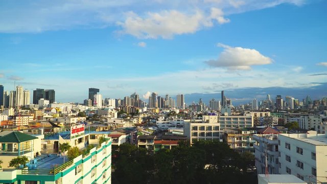 Bangkok, Thailand - July 3, 2018 : 4K High angle view of residential at Ratchadapisek area in Bangkok, Thailand 