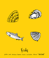 해산물 일러스트 / 손으로 그린 수산물 그림