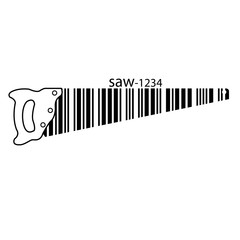 Barcode set the shape to the saw, concept of construction or industry.