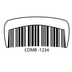 Barcode set the shape to the comb, concept of hair or barbershop.