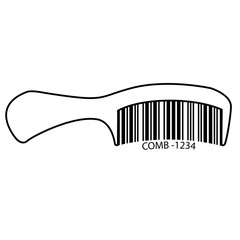 Barcode set the shape to the comb, concept of hair or barbershop.