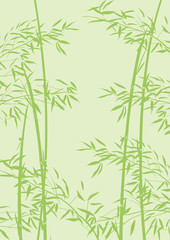 バンブー 墨絵 縦緑