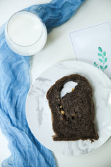 Chocolate toast and milk