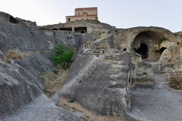 Uplisciche - ancient rock city in eastern Georgia, about 10 km to the east of the Gori city, Shida Kartli Region, Georgia. Temple With Coffered Ceilin