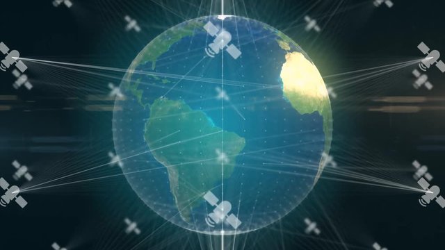 Global satellite communication technology for iot cryptocurrency 3D render