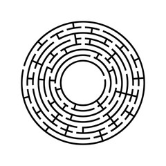 Round labyrinth. An interesting and useful game for children and adults. Simple flat vector illustration isolated on white background.