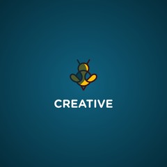 Fototapeta premium Bee Animal Outline Media Illustration Vector Logo