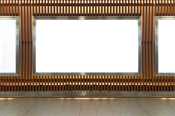 Large blank billboard on a street wall, banners with room to add your own text