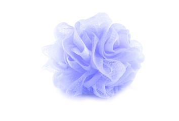 Bath sponge purple isolated on a white background, used for scrub bath, with clipping path.
