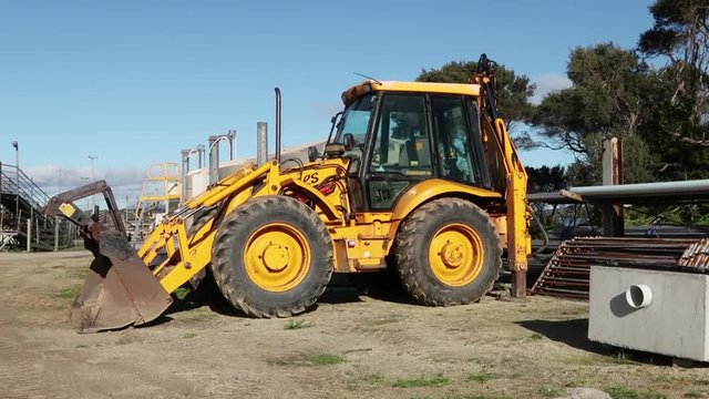 Yellow JCB Wheel Loader In The Sun