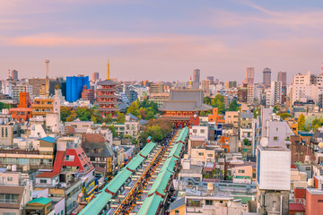 Fototapeta na wymiar Top view of Asakusa area in Tokyo Japan