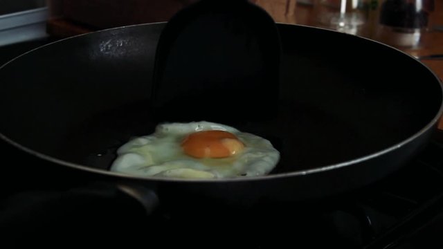Frying egg with oil in a frying pan, sunny side up!