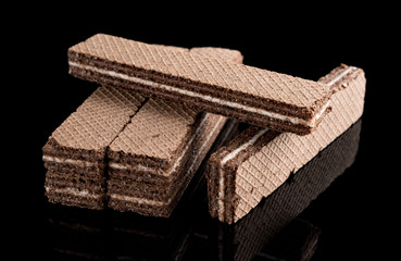 vanilla flavor wafer blocks on black background