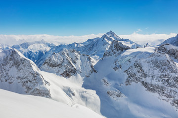 Fototapeta na wymiar A wintertime view from Mt. Titlis in Switzerland