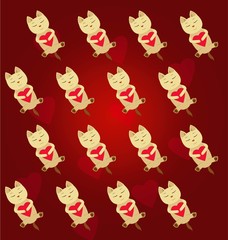 background with kittens for St. Valentine's Day