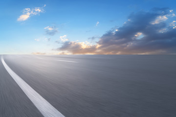 Fototapeta premium Empty highway asphalt road and beautiful sky landscape