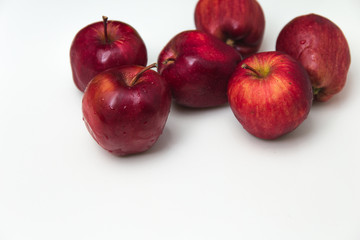 Red apple with white copy space
