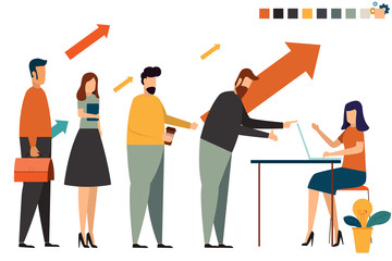 Business people registration concept. register with customer. online register vector concept illustration.