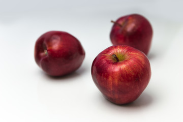 Red apple with white copy space