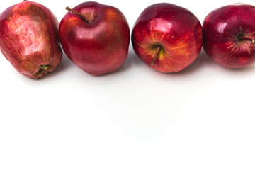 Red apple with white copy space