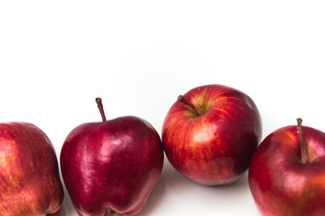Red apple with white copy space